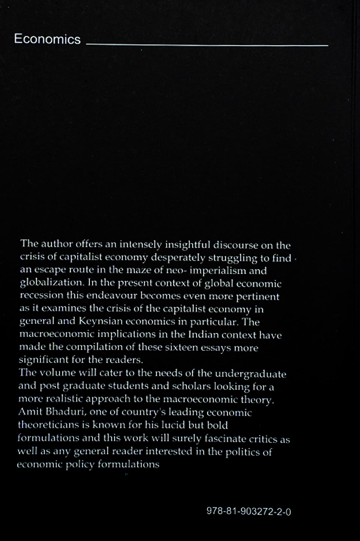 MACROECONOMIC THEORY AND POLICY - Back Cover