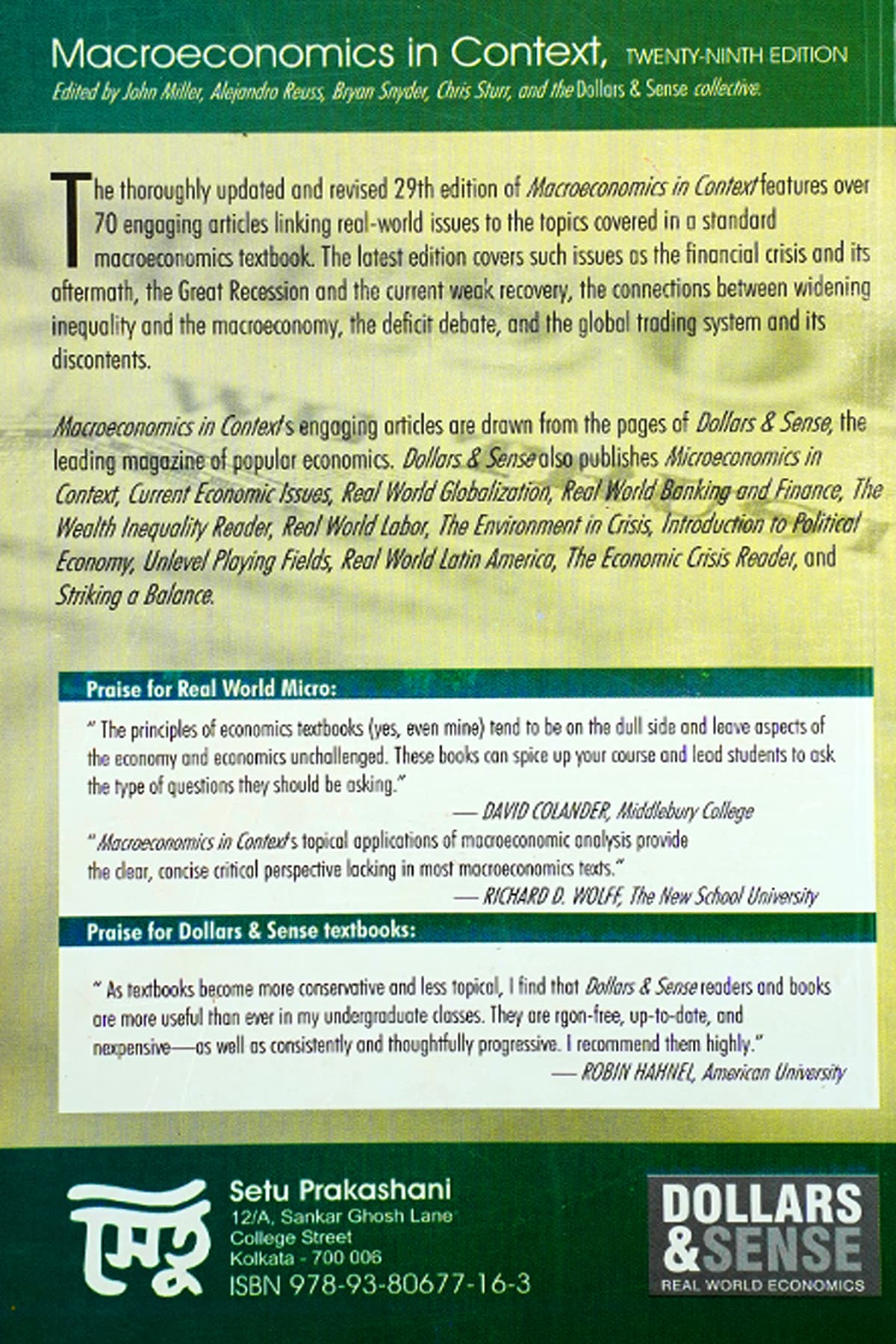 MACROECONOMICS IN CONTEXT - Back Cover