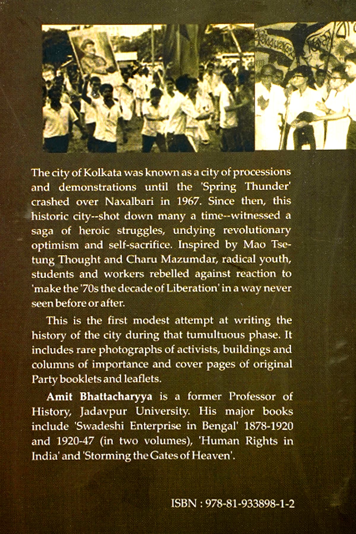 THE SPRING THUNDER AND KOLKATA - Back Cover