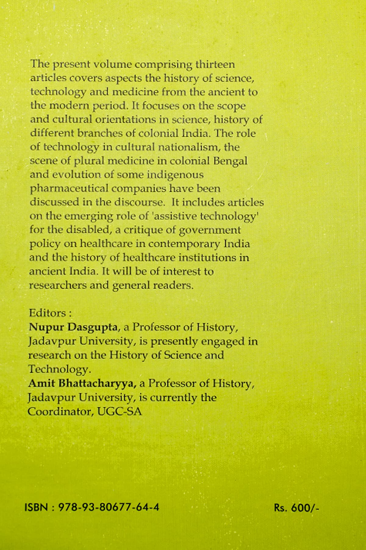 ESSAYS IN HISTORY OF SCIENCE, TECNOLOGY AND MEDICINE - Back Cover