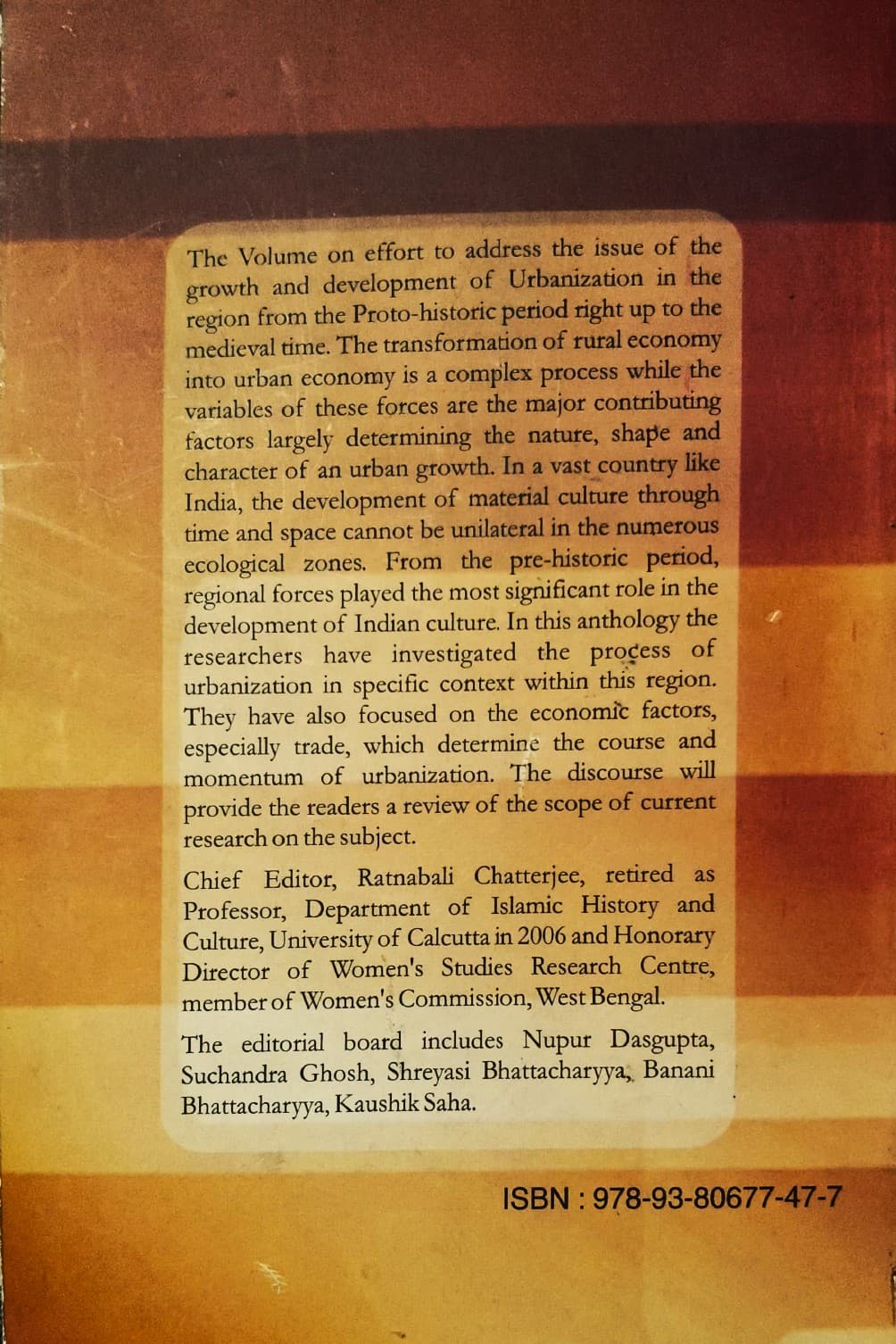 URBANITY AND ECONOMY - Back Cover